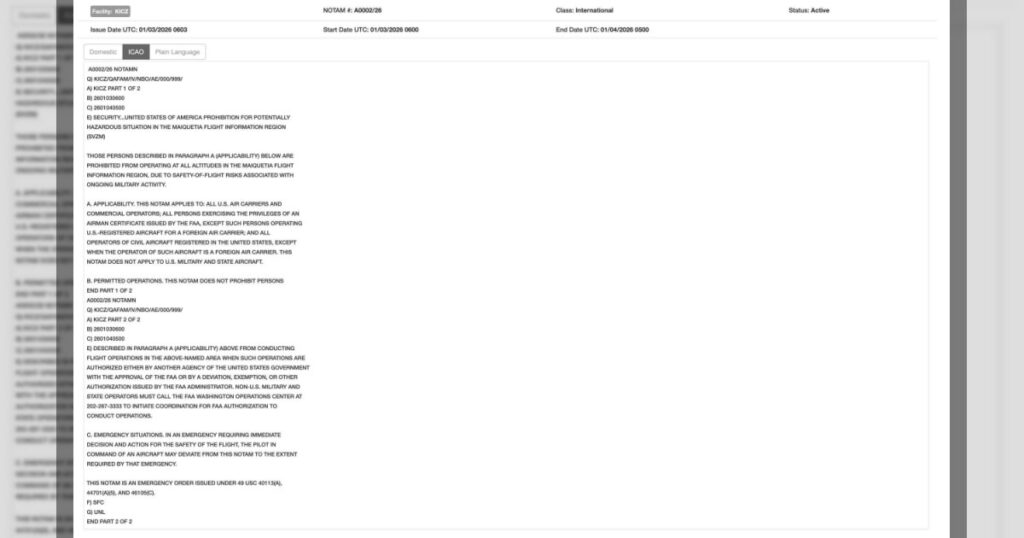 США закрыли своё воздушное пространство для полётов над Венесуэлой