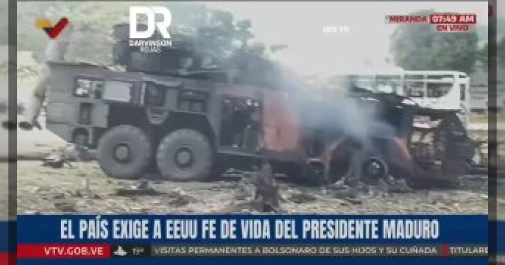 Последствия американских авиаударов по району авиабазы Ла-Карлота в Каракасе В репортаже кубинских СМИ