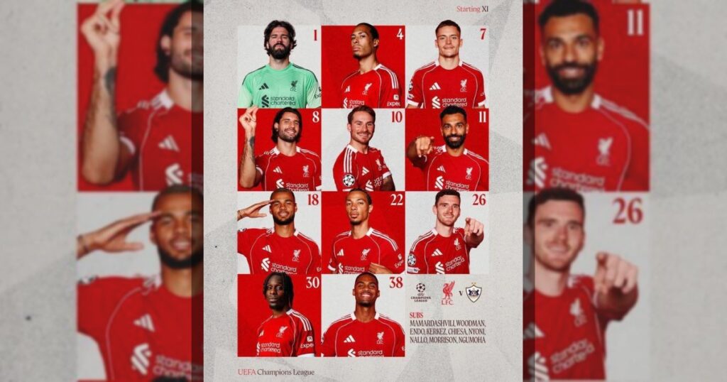 Стартовый состав Ливерпуля на матч с Карабахом.