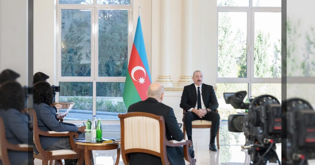 Алиев дал интервью местным телеканалам