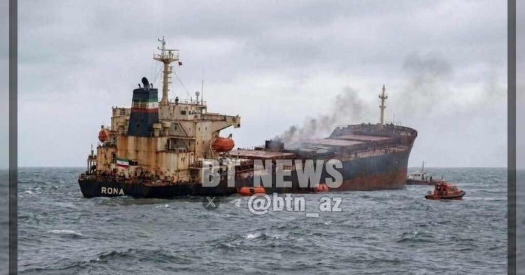 В Каспийском море тонет иранское судно