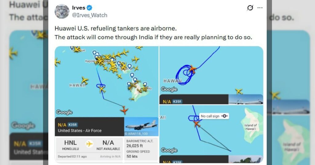 Самолеты-заправщики на Гавайях, предназначенные для дозаправки американских самолетов, находятся в воздухе