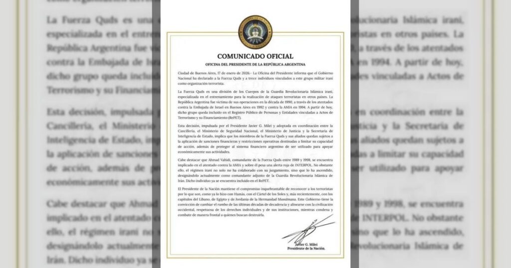 Аргентина объявила силы «Кудс» КСИР террористической организацией.