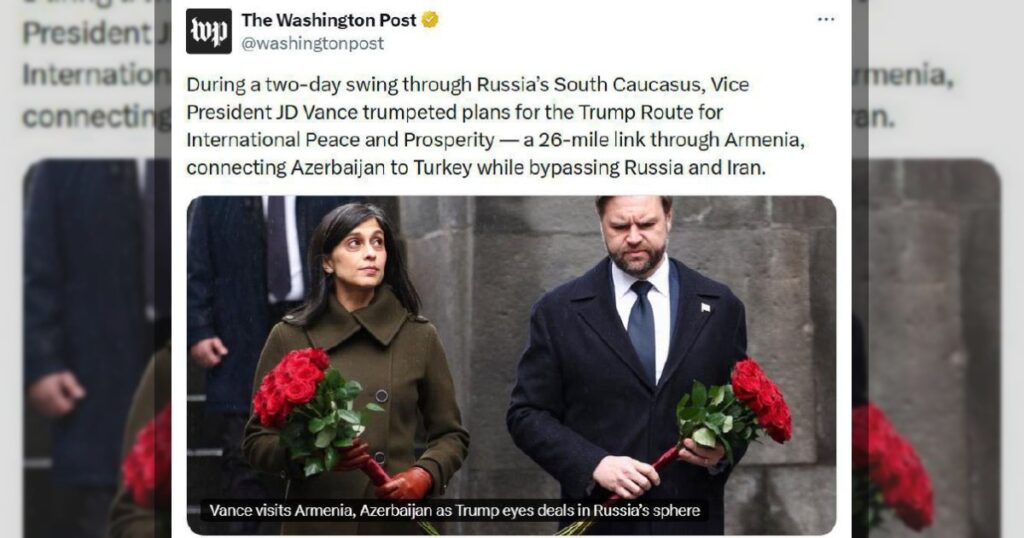 The Washington Post назвала Южный Кавказ «российским» в публикации о визите Джей Ди Вэнса