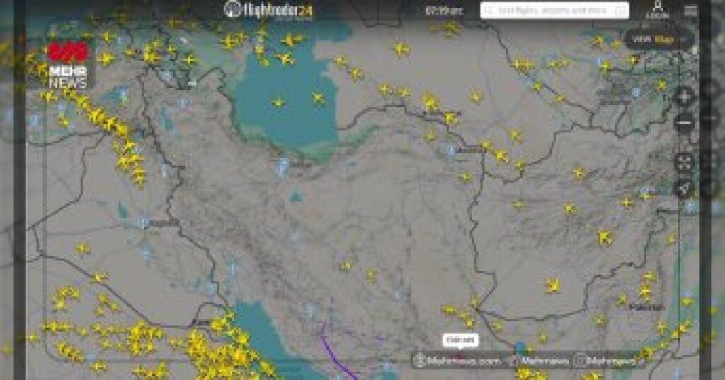 Небо над Ираном опустело, — Flightradar