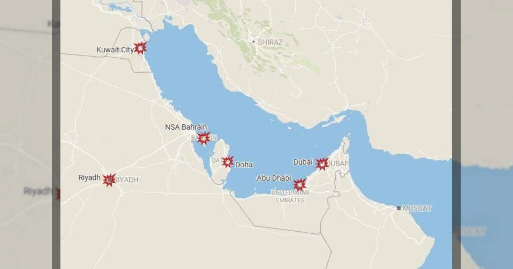 Американские базы, которые уже были атакованы на данную минуту.