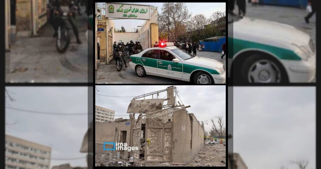 До и после ракетного обстрела главного управления полиции Тегерана