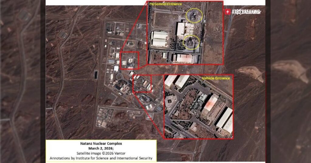 Спутниковый снимок ущерба иранскому ядерному объекту в Натане, который был атакован вчера, — «N12».