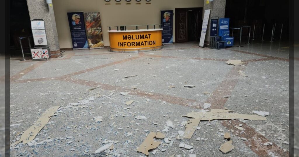 «Азертадж» опубликовал фотографии с места атаки дрона на аэропорт Нахчывана