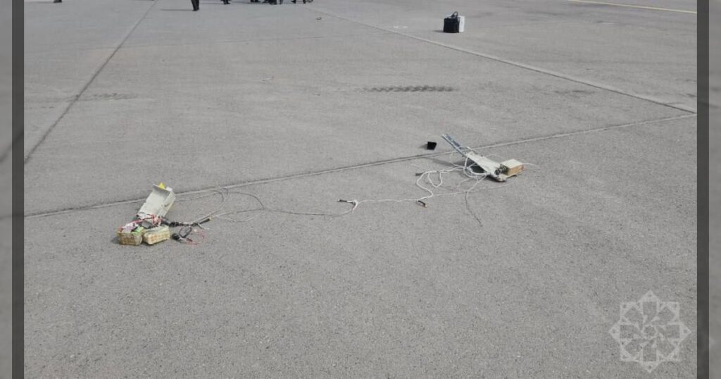 Обломки иранского беспилотника, атаковавшего аэропорт Нахчывана.