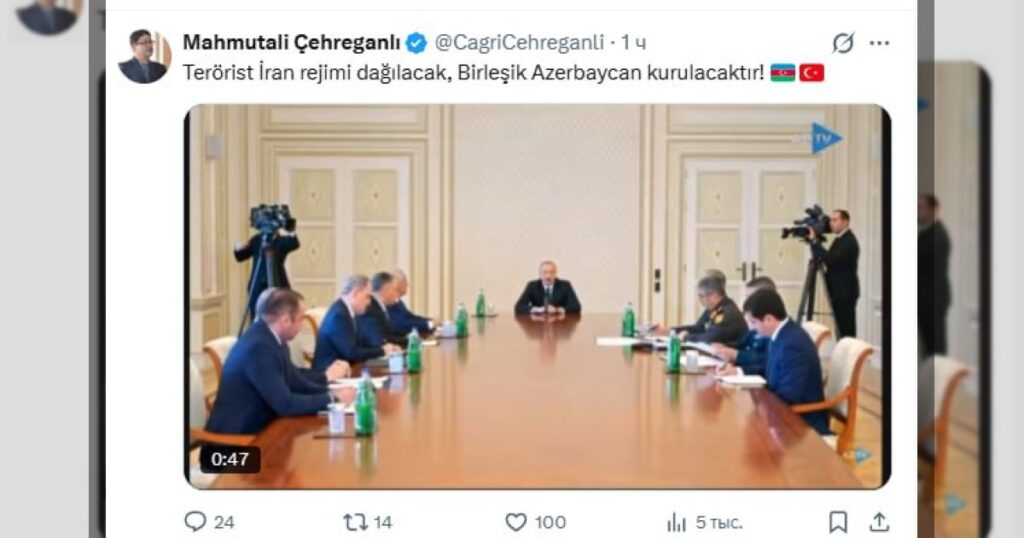 Махмудали Чехреганли, представитель Южного Азербайджана, проживающий в США после изгнания режимом Ирана за призывы к объединению Южного Азербайджана, отреагировал на иранскую атаку по Нахчывану: