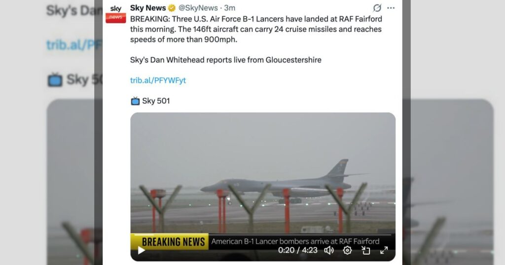 Бомбардировщики США приземлились на британской авиабазе, — Sky News