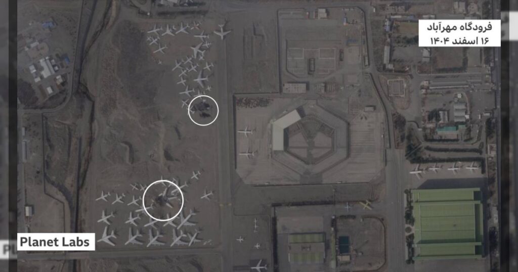 Спутниковые снимки свидетельствуют о повреждении 17 самолётов Ирана в результате утренних атак Израиля на аэропорт Мехрабад в Тегеране