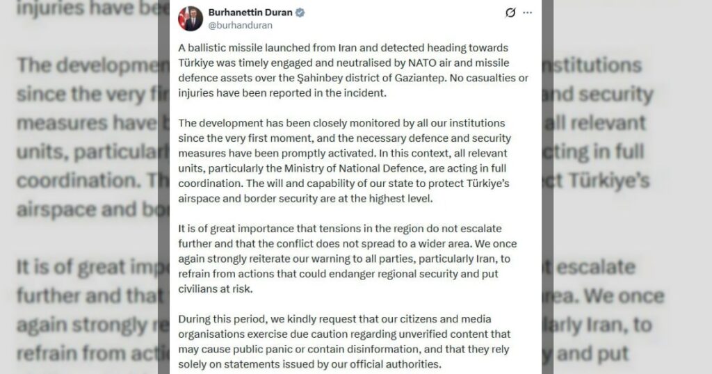 Анкара предупреждает Иран о недопустимости действий, угрожающих региональной безопасности