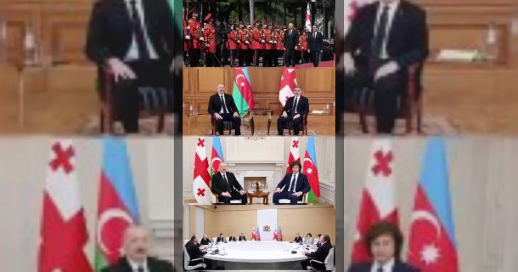 Пресс-служба Алиева опубликовала кадры его визита в Грузию.