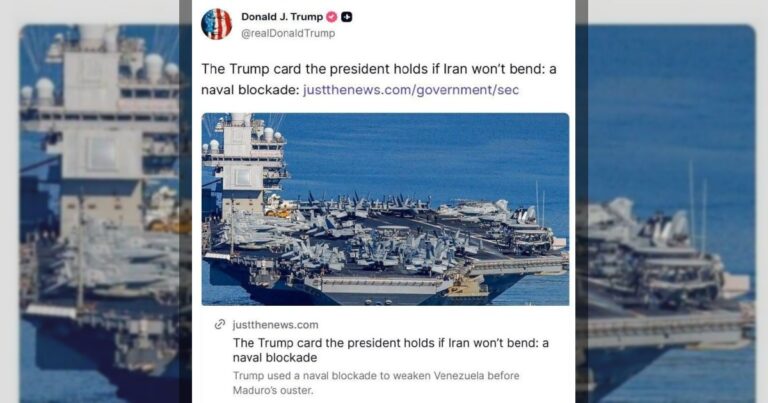 Трамп поделился статьёй о возможности введения морской блокады против Ирана: